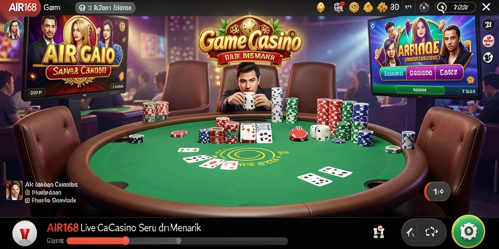 Screenshot AIR168 menampilkan dealer langsung yang interaktif dalam permainan Live Casino.