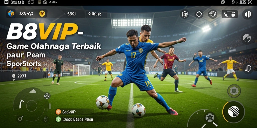 Tangkapan layar utama B8VIP menampilkan aksi seru di lapangan olahraga.