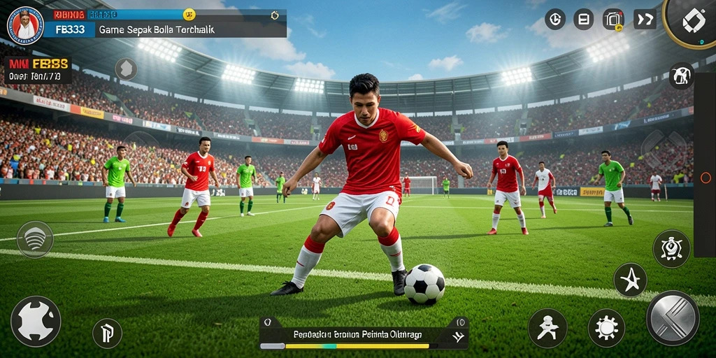 Tampilan gameplay FB333 menampilkan aksi sepak bola yang menarik dan mendebarkan.
