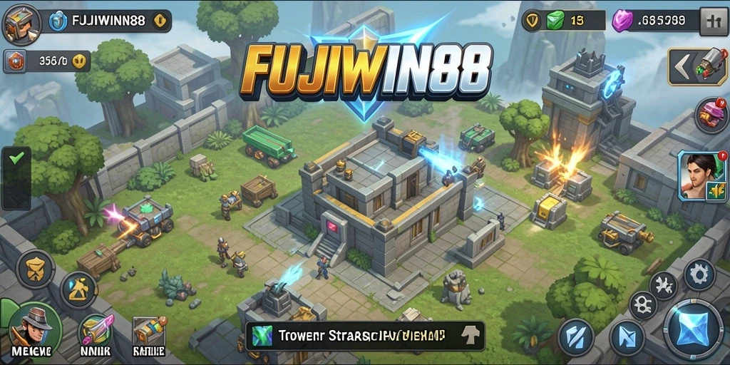 Tangkapan layar dari gameplay <strong>FUJIWIN88</strong> yang menampilkan aksi Tower Defense yang mendebarkan.