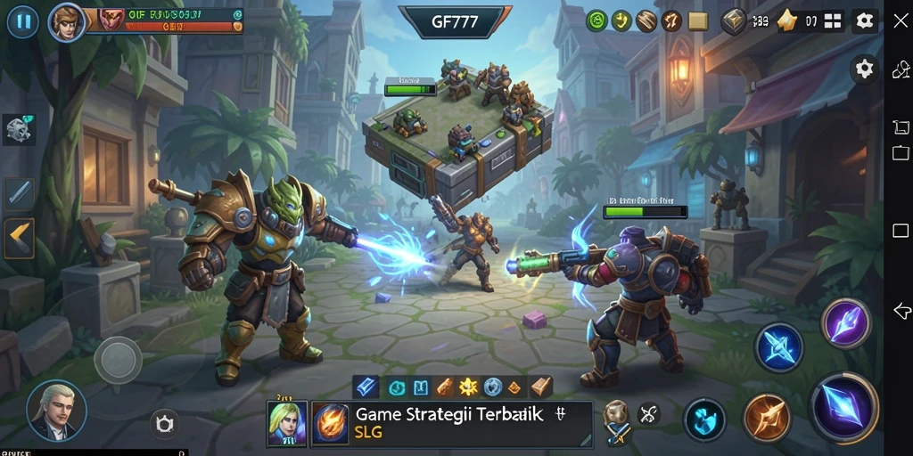 Tampilan gameplay menarik dari GF777 dengan elemen strategi SLG yang mendalam.