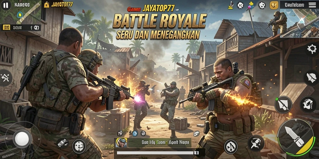 Screenshot JAYATOP77 menampilkan aksi intens dalam arena Battle Royale.