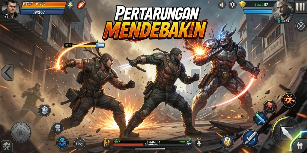 Tangkapan layar PT707 menunjukkan aksi pertarungan yang mengasyikkan.