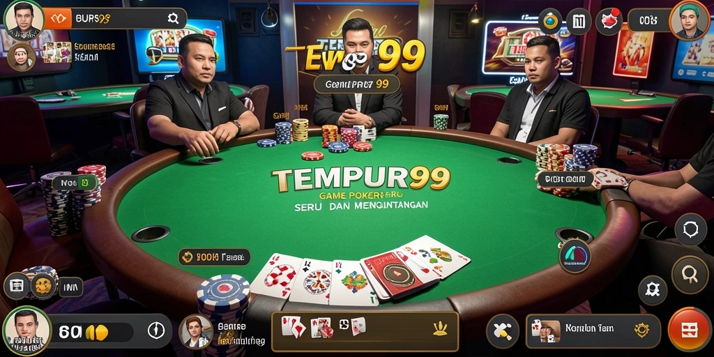Tampilan menarik dari gameplay Poker di TEMPUR99.